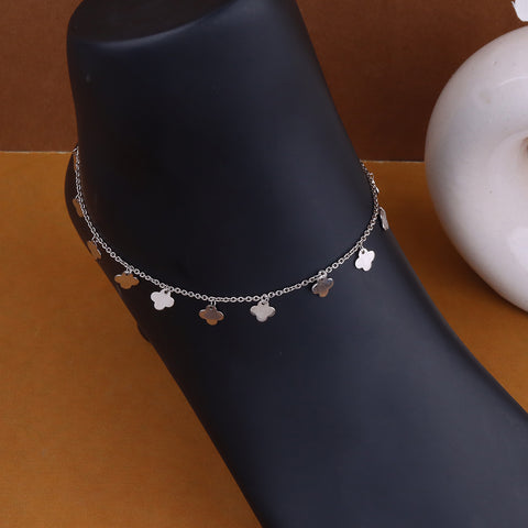 Trendy Silver flower shape anklet