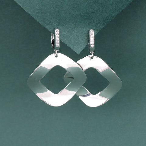 925 Sterling Silver Geometric Hollow Drop Earrings for Women