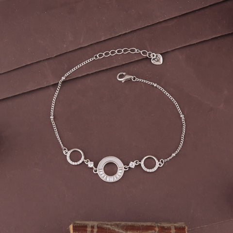 925 Sterling Silver Interlocking Circle CZ Bracelet for Women