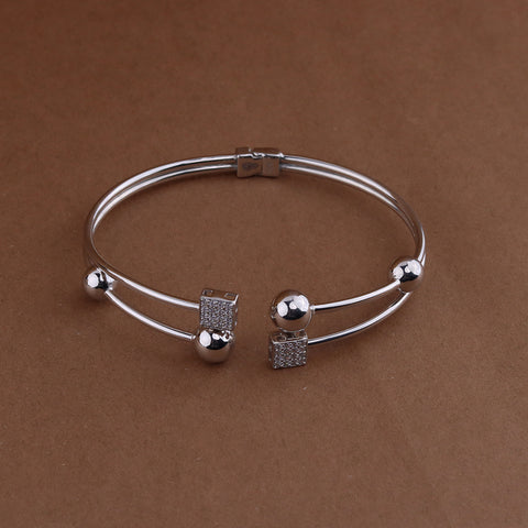 Silver Square And Circle  Bracelet