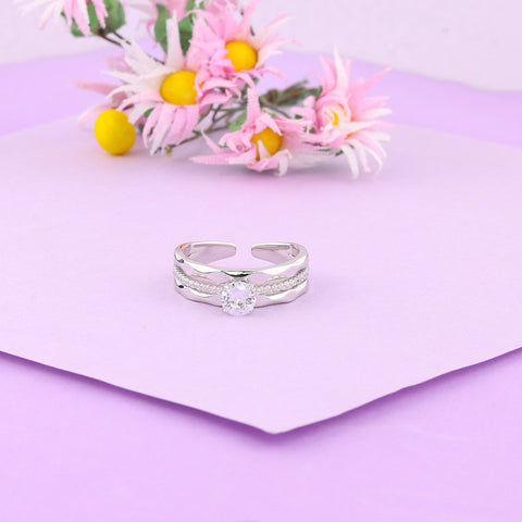 Modern Textured Silver Band for Women