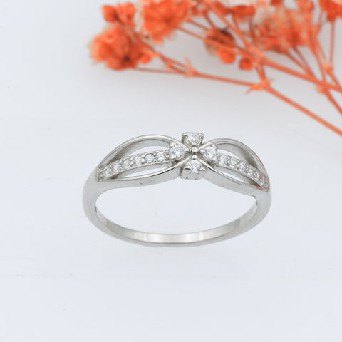 Silver twist diamond ring