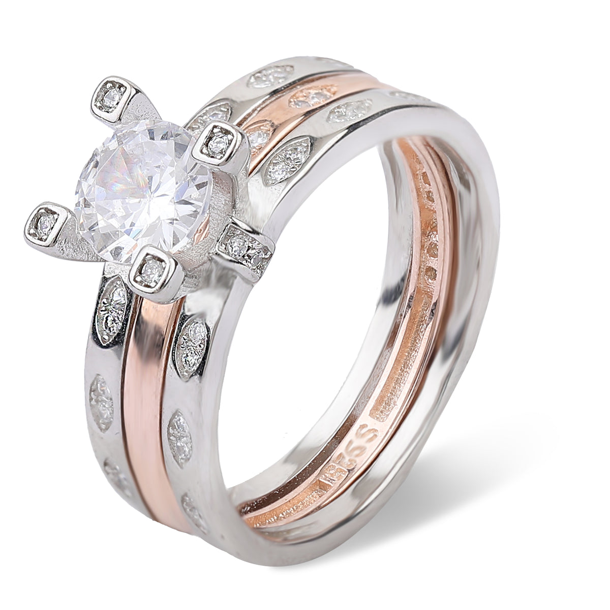 Two In One Creative Combination Silver Diamond Ring