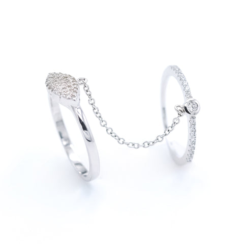 Double linked silver ring