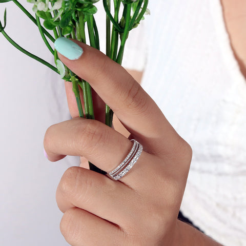 Sterling Silver and Cubic Zirconia Half Eternity Band Ring