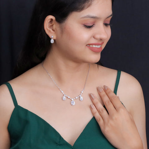 925 silver Sapphire Necklace & Earrings Set