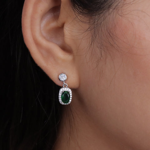 925 Sterling Silver Royal Green Necklace & Earrings Set