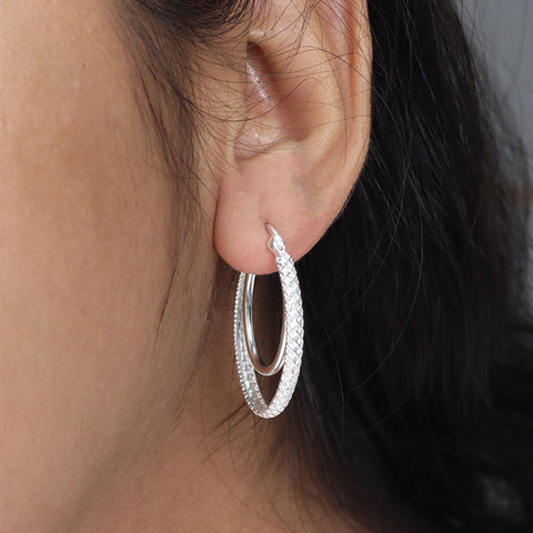 925 Sterling Silver Double Hoop Earrings for Women