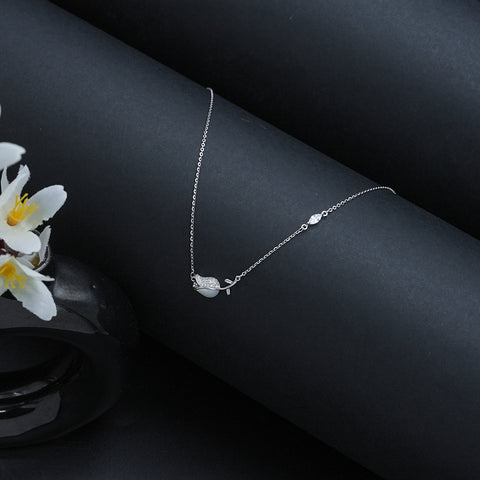 Silver Rose Pendant With Chain