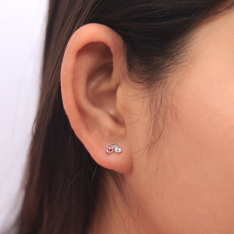 Silver Bicycle Stud Earring