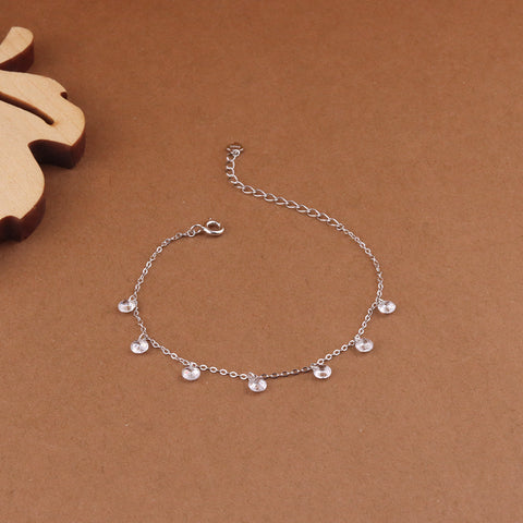 Silver White Shiny Stone Station Bracelet