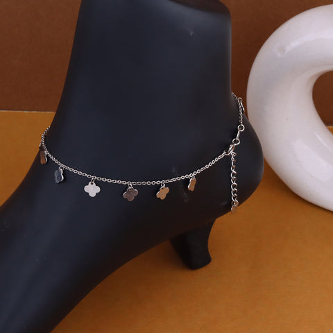 Trendy Silver flower shape anklet