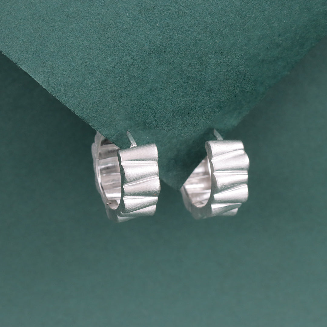 925 Sterling Silver Textured Hoop Earrings for Women