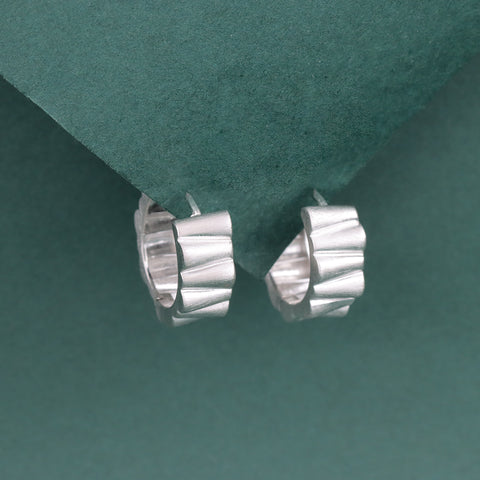 925 Sterling Silver Textured Hoop Earrings for Women