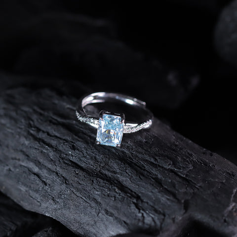 925 Sterling Silver Blue Sapphire CZ Ring