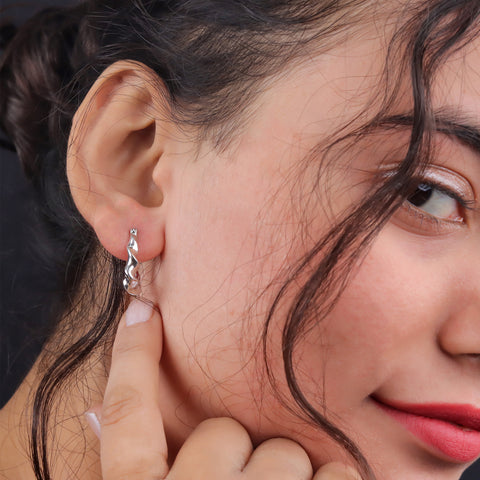 925 Sterling Silver Wavy Twisted Hoop Earrings for Women