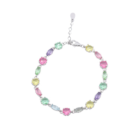 Multicolor Gemstone Sterling Silver Bracelet