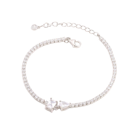 925 Sterling Silver White Stone Adjustable Tennis Bracelet for Women