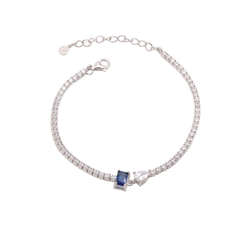 925 Sterling Silver Blue Stone Adjustable Tennis Bracelet for Women