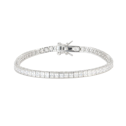 925 Sterling Silver  Square Tennis Bracelet For Women