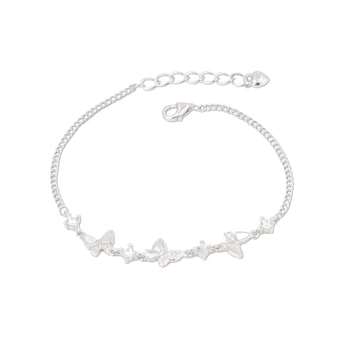 925 Sterling Silver Butterfly Charm Bracelet for Women