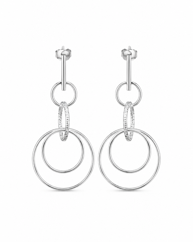 925 Sterling Silver Double Circle Drop Earrings for Women