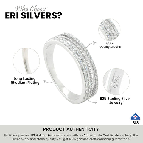 Sterling Silver and Cubic Zirconia Half Eternity Band Ring