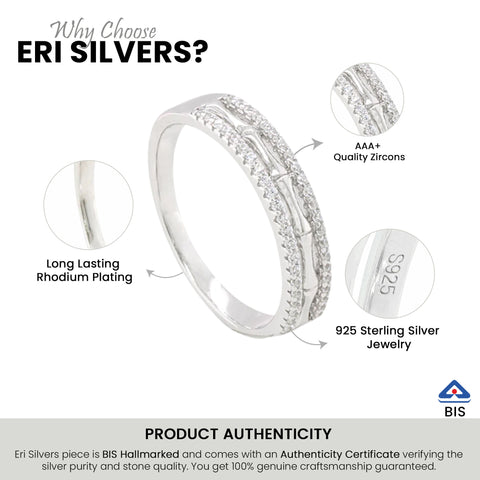 Twisted Silver Diamond Finger Ring