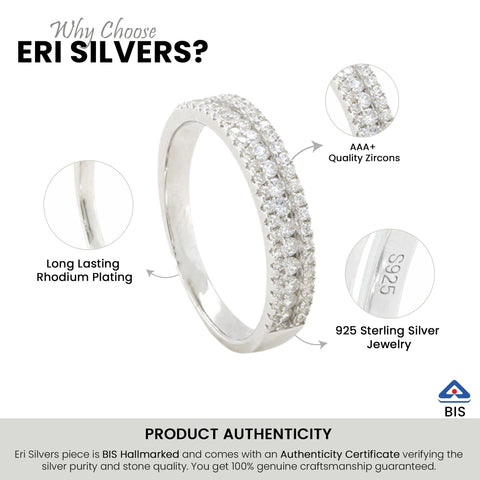 Round Shape White Diamond Sterling Silver  Ring