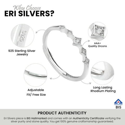 Five Star Silver Ring With Adjustable Size