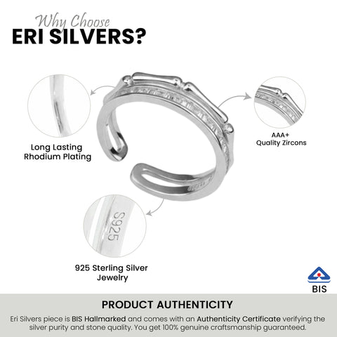 Silver Zircon Layered Ring