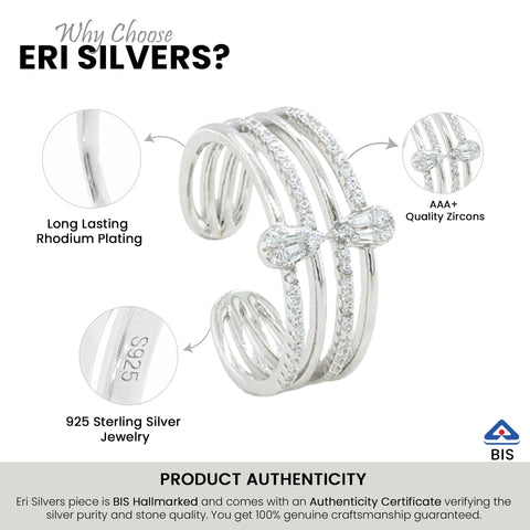 Women Silver-Plated American Diamond-Studded Ring