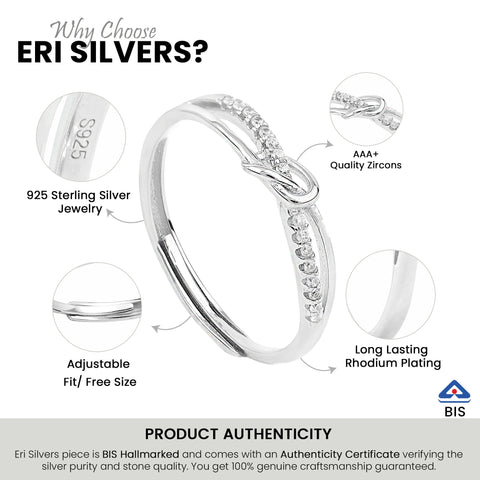 Twin Tied Silver Ring With Adjustable Size