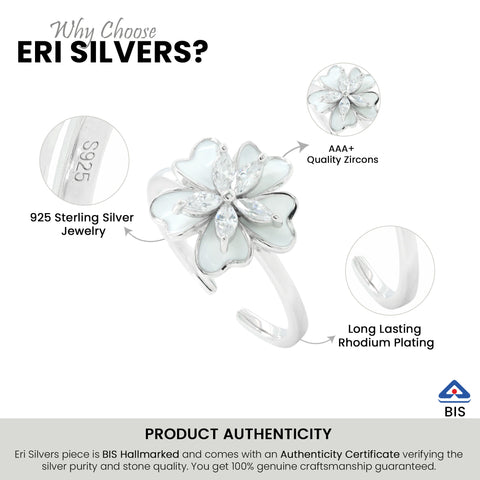 White Floral CZ Diamond Ring for Women