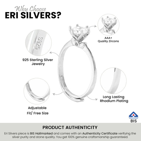 Silver High Stud Diamond Ring For Girl