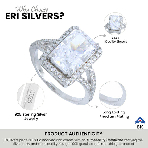 Silver White Sapphire Y Shape Ring