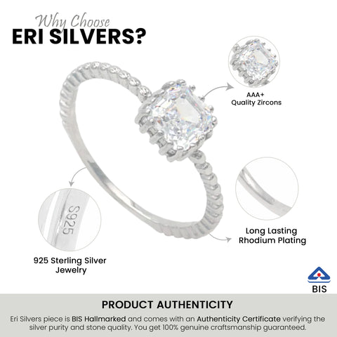 Silver Square  Rope Design Ring