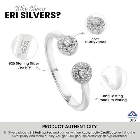Open Circle Design Silver Rings With Adjustable Size