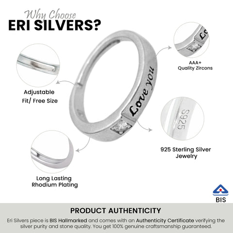 Silver Love You Adjustable Ring