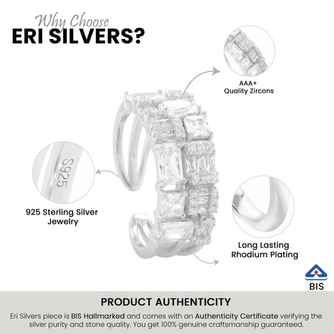 925 Sterling Silver Adjustable CZ Ring