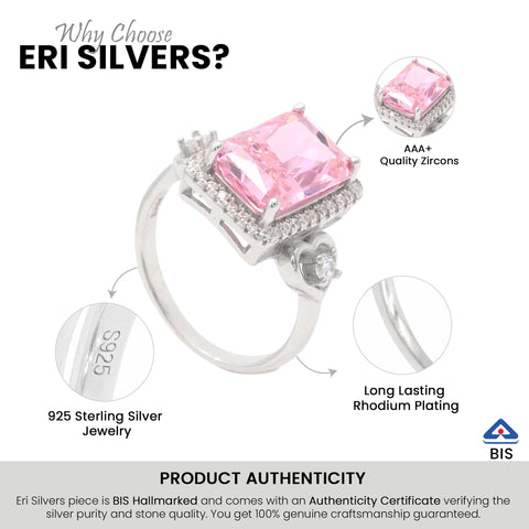 Silver Pink Sapphire Hearts s Ring