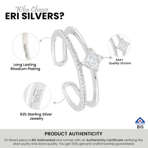 925 Silver Two Layer Trendy Ring for Women