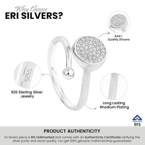 Silver Round  ring with adjustable size