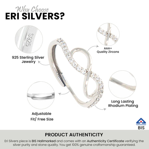 Sterling Silver Infinity Adjustable Ring