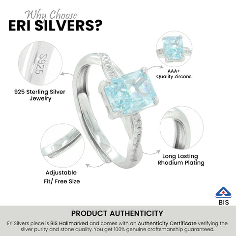 925 Sterling Silver Blue Sapphire CZ Ring