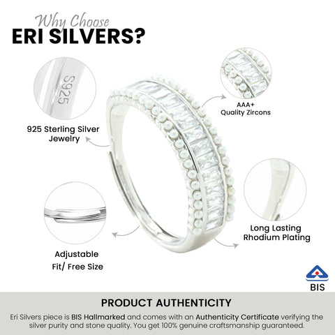 CZ-Studded Smal Peral Band Finger Ring
