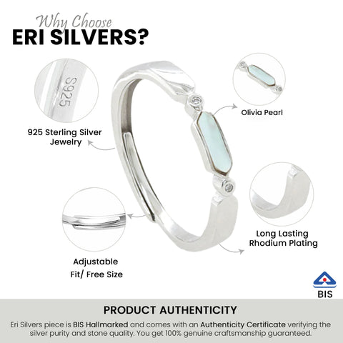 Silver Baguette Cut Opal Ring