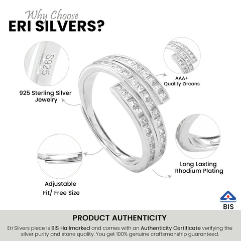 925 Silver CZ Zig Zag Crossover Ring