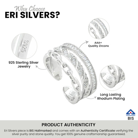 Zirconia Double Line Index Finger Ring Love Partnership Rings