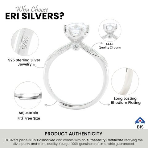 925 Sterling Silver Solitaire  Ring for Women